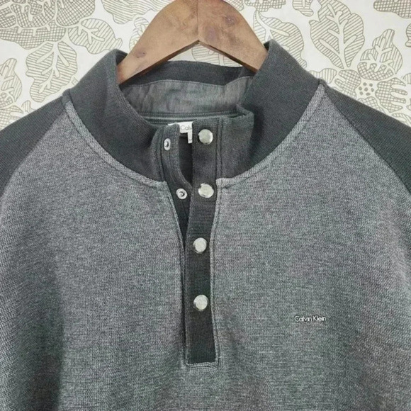 Calvin Klein Mock Neck button up‎ pullover Sweatshirt Men's 2XL 2341 - Picture 5 of 8